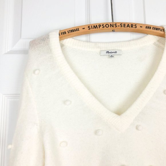 Madewell Balloon Sleeve Sweater Ivory Pom Pom, XS - Picture 5 of 8